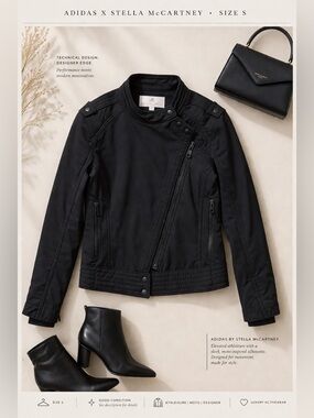 Adidas by Stella McCartney Black Moto Zip Jacket Size S